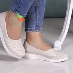 کفش پرسنلی ایمنی زنانه سفید مدل نیلوفر